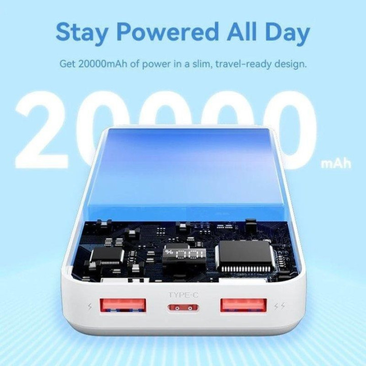 Powerbank Vention 20000MAH 2XUSB-A + USB-C LED Display 22.5W