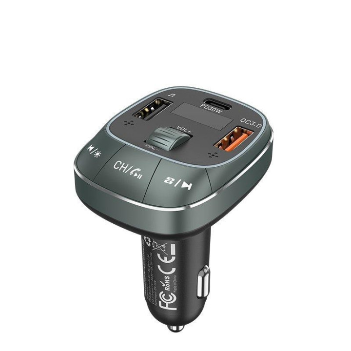 Transmisor Coche Vention Fm MP3 Bluetooth USB-C 2XUSB 30W Black |