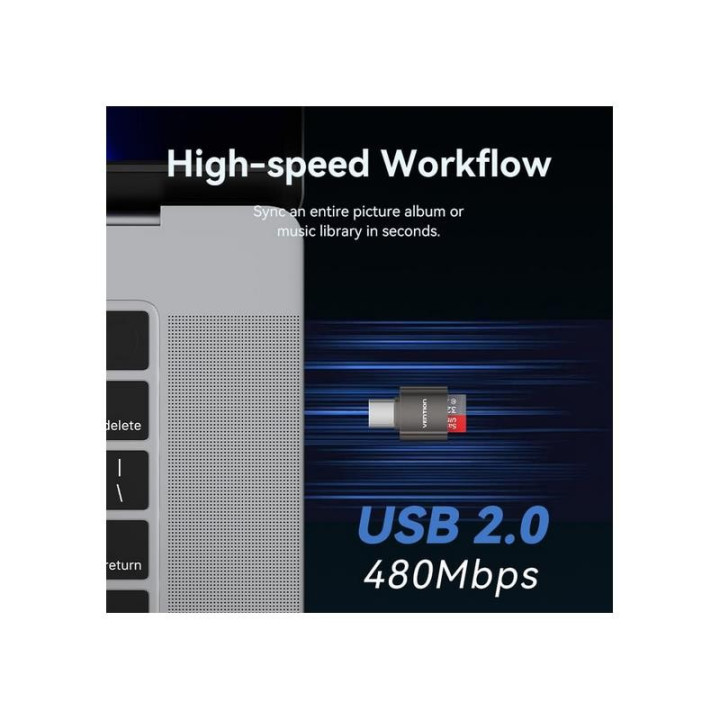 Lector De Tarjetas Externo Vention USB-C Microsd Black | InfoChen