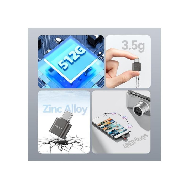 Lector De Tarjetas Externo Vention USB-C Microsd Black | InfoChen