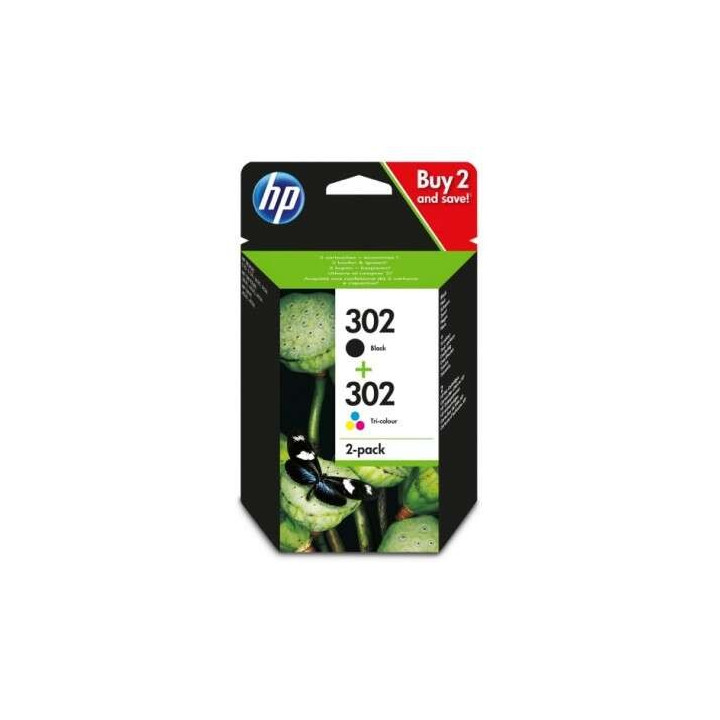 Tinta HP Pack Nº 302 Black + Tricolor F6U66AE + F6U65AE |