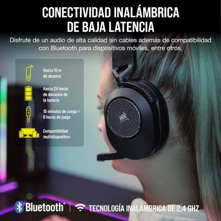 Auriculares + Microfono Corsair HS65 Wireless Gaming Headset RGB