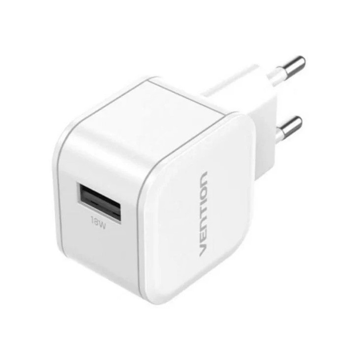 Cargador De Pared Vention Gan USB -A 18W White | InfoChen