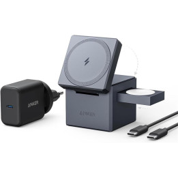 Cargador Anker Cubo 3 En 1 Magsafe Auriculares+smartphone+reloj