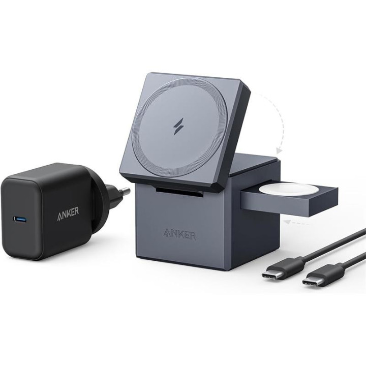 Cargador Anker Cubo 3 En 1 Magsafe Auriculares+smartphone+reloj