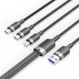 Cable 3 En 1 Vention USB-A 2.0 - USB-C/lightning/micro-B 1.5M