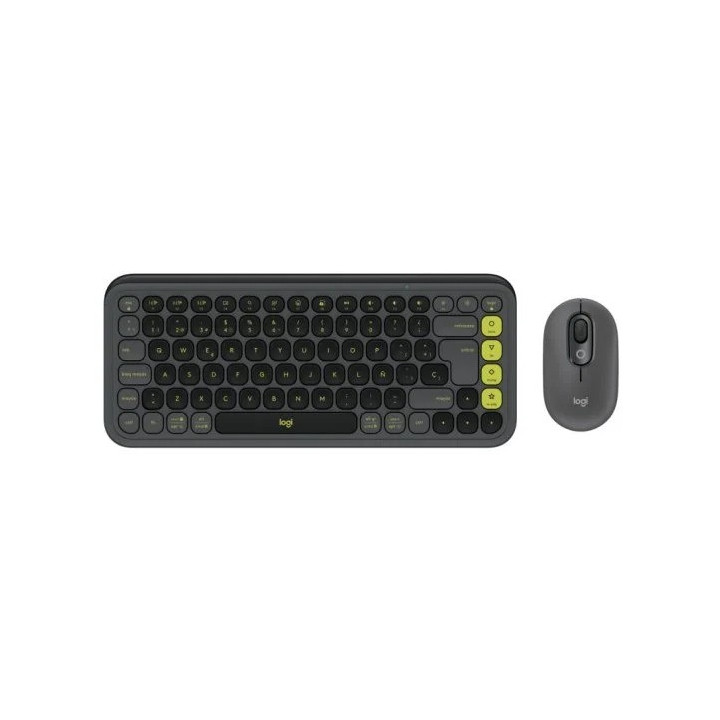Teclado + Raton Logitech Pop Icon Wireless Black/green | InfoChen