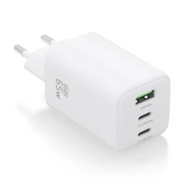 Cargador De Pared Aisens Gan 2XUSB-C/USB-A 65W White | InfoChen