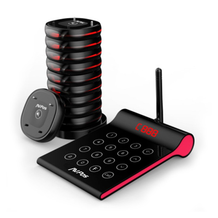 Avisador De Clientes Avpos 10 Uds + Base De Carga + Teclado |