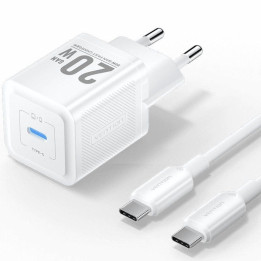 Cargador De Pared Vention Gan USB-C 20W White + Cable Ucb-C 1M