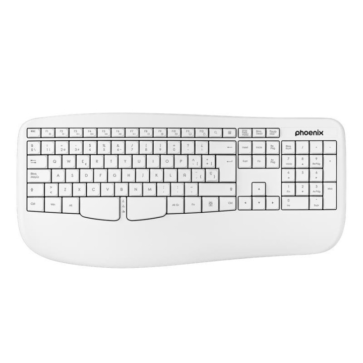 Teclado Phoenix K201 Ergonomico Wireless White | InfoChen