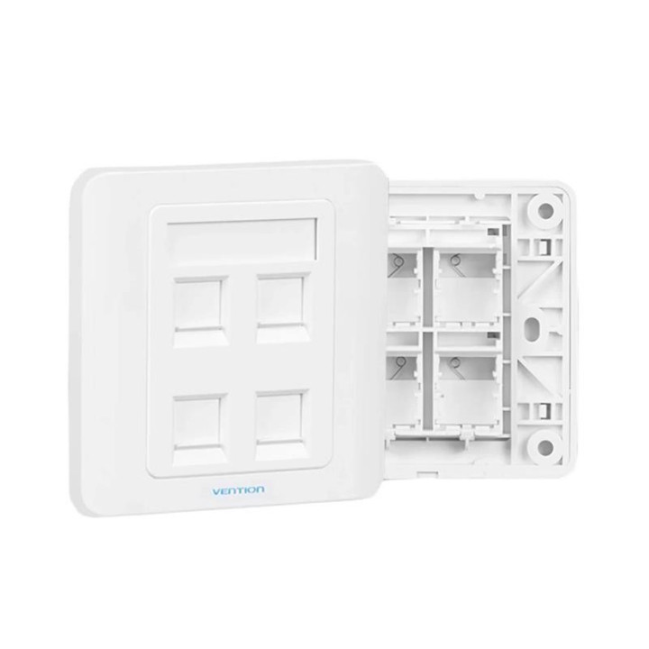 Roseta De Pared Vention RJ45 CAT.6 Utp 4 Tomas White | InfoChen