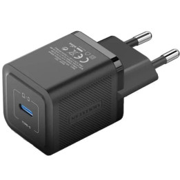 Cargador De Pared Vention Gan USB-C 20W Black | InfoChen Canarias