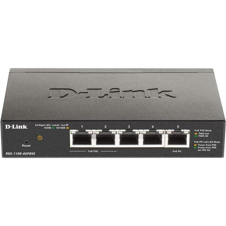 Switch D-Link Gigabit 5 Puertos DGS-1100-05PDV2 2 POE | InfoChen