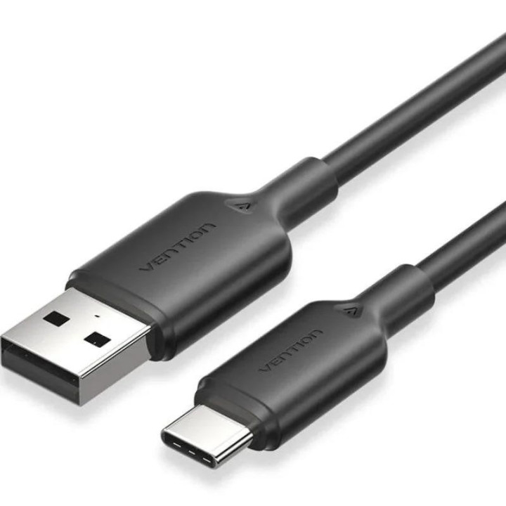 Cable Vention USB-A 2.0 - USB-C 3A 2M Black | InfoChen Canarias