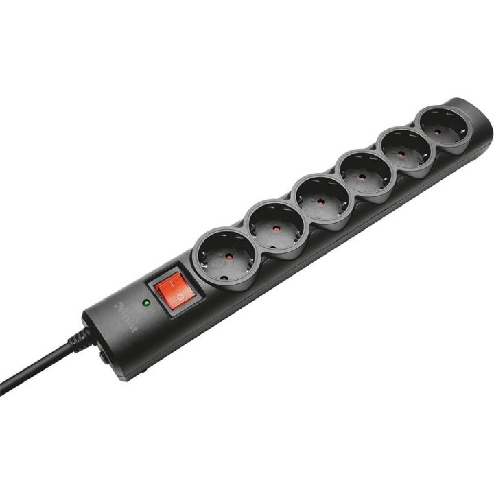 Regleta Trust 6 Schukos Interruptor 1,8M Black | InfoChen