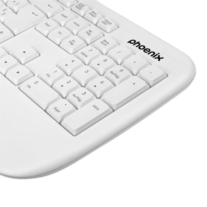 Teclado Phoenix K201 Ergonomico Wireless White | InfoChen