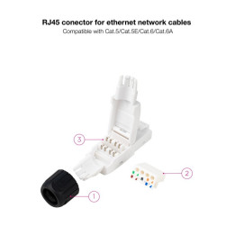 Conector Bolsa 10UD RJ45 Nanocable CAT6A Utp Autocrimpable |