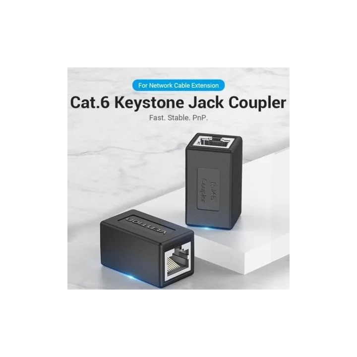 Adaptador Vention RJ45 CAT.6 Ftp Hembra - Hembra Black | InfoChen