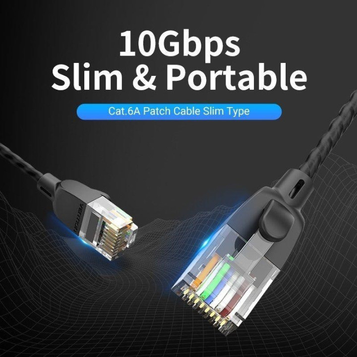 Cable De Red CAT6A Utp 1.5M Vention Black | InfoChen Canarias