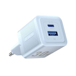 Cargador De Pared Vention Gan USB-C USB-A 30W Blue | InfoChen