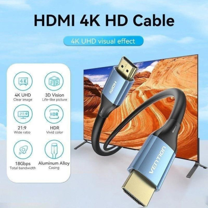 Cable HDMI 2.0 4K Vention Hdmi/m - Hdmi/m 3M Black/blue |