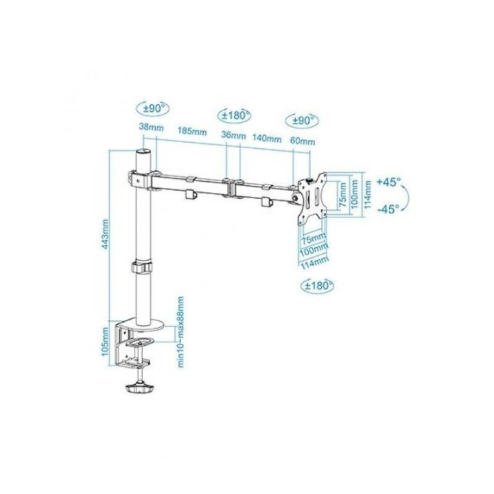 Soporte De Mesa TV Monitor Tooq DB1032TN-B 13-32 1 Brazo |
