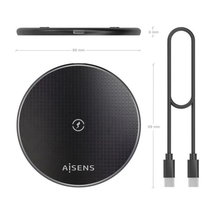 Base De Carga Aisens Wireless Smartphone 15W Black | InfoChen