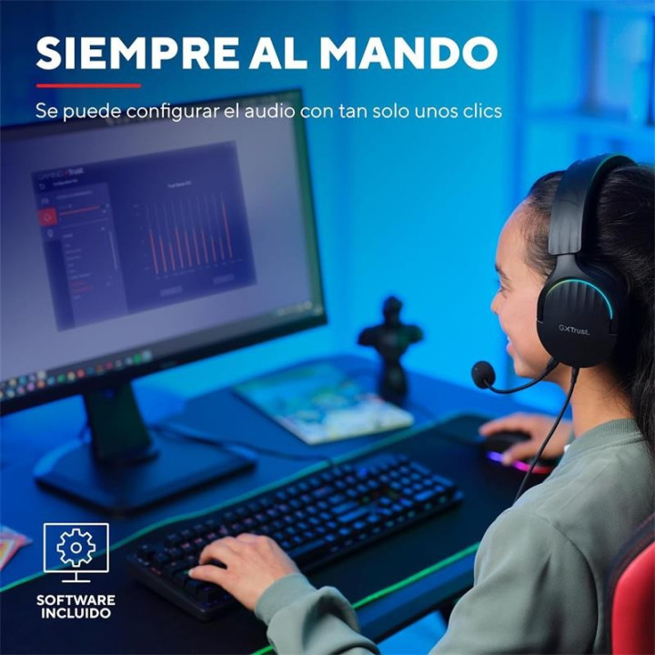 Auriculares + Microfono Trust Gaming RGB Gxt 490 Fayzo Headset