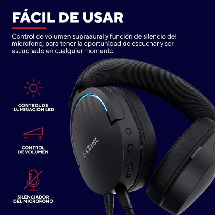 Auriculares + Microfono Trust Gaming RGB Gxt 490 Fayzo Headset