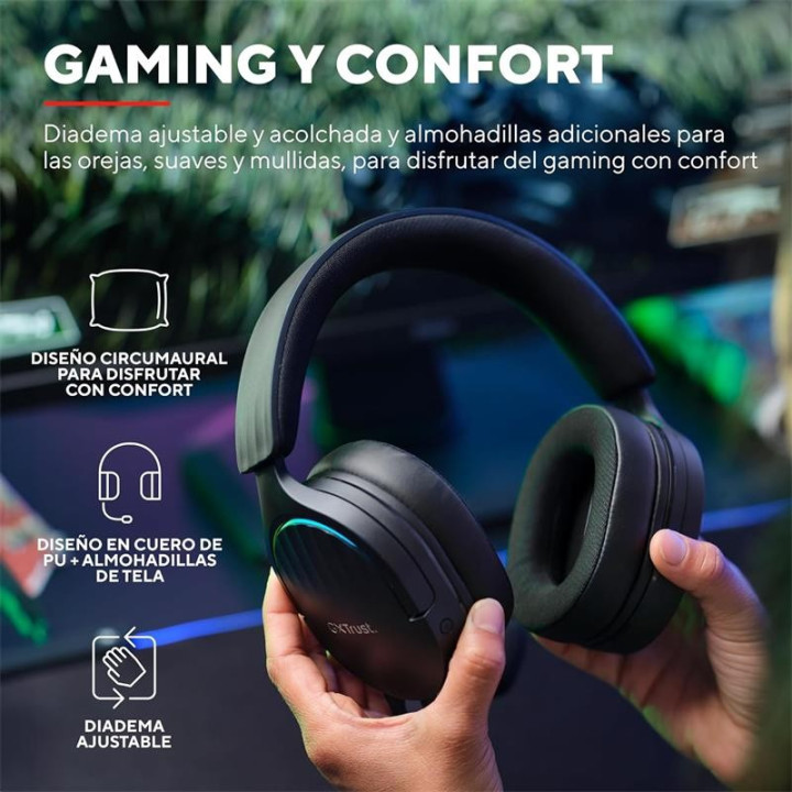 Auriculares + Microfono Trust Gaming RGB Gxt 490 Fayzo Headset