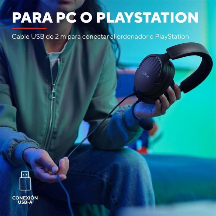 Auriculares + Microfono Trust Gaming RGB Gxt 490 Fayzo Headset