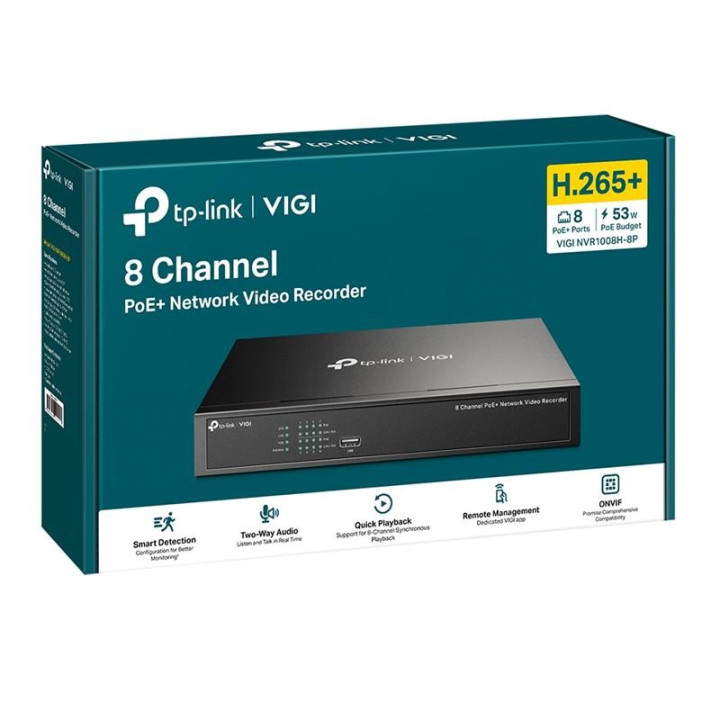 Grabador IP Nvr Tp-Link Vigi 8 Ch IP 1HDD H265+ POE | InfoChen