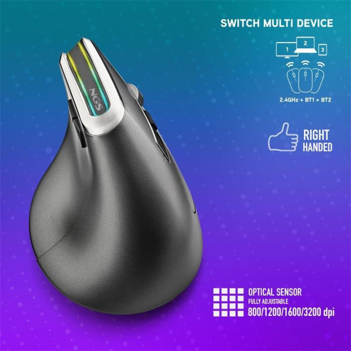 Raton Ngs Evo Karma LED Ergonomic Wireless | InfoChen Canarias