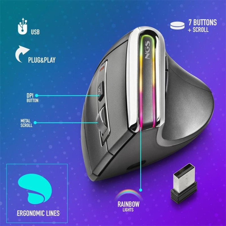 Raton Ngs Evo Karma LED Ergonomic Wireless | InfoChen Canarias