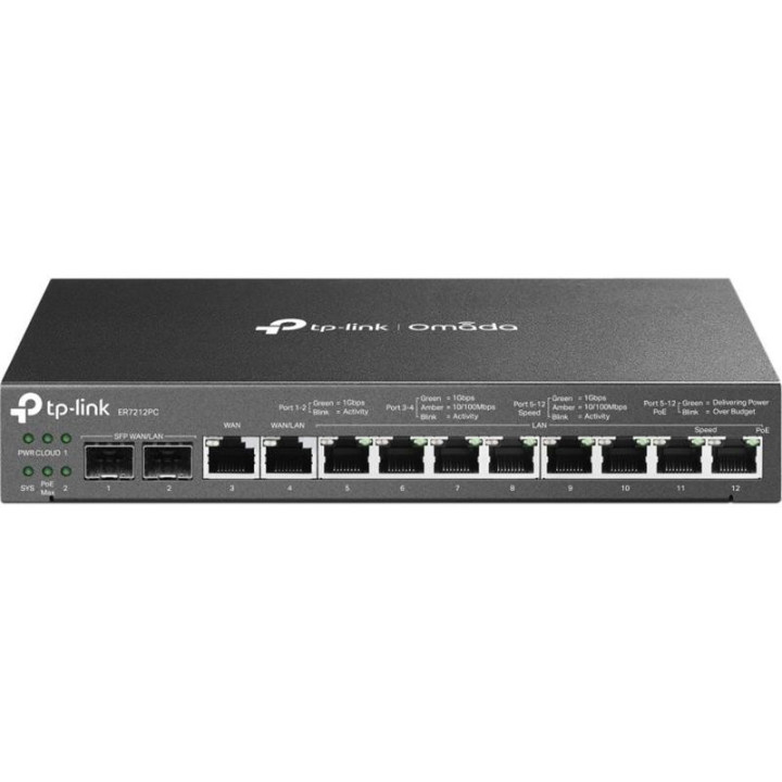 Router Vpn Tp-Link ER7212PC Controlador Omada 8P Poe+ 2P Sfp