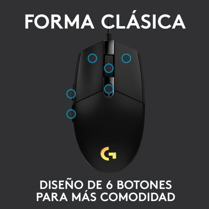 Raton Logitech G102 Lightsync RGB USB Black | InfoChen Canarias