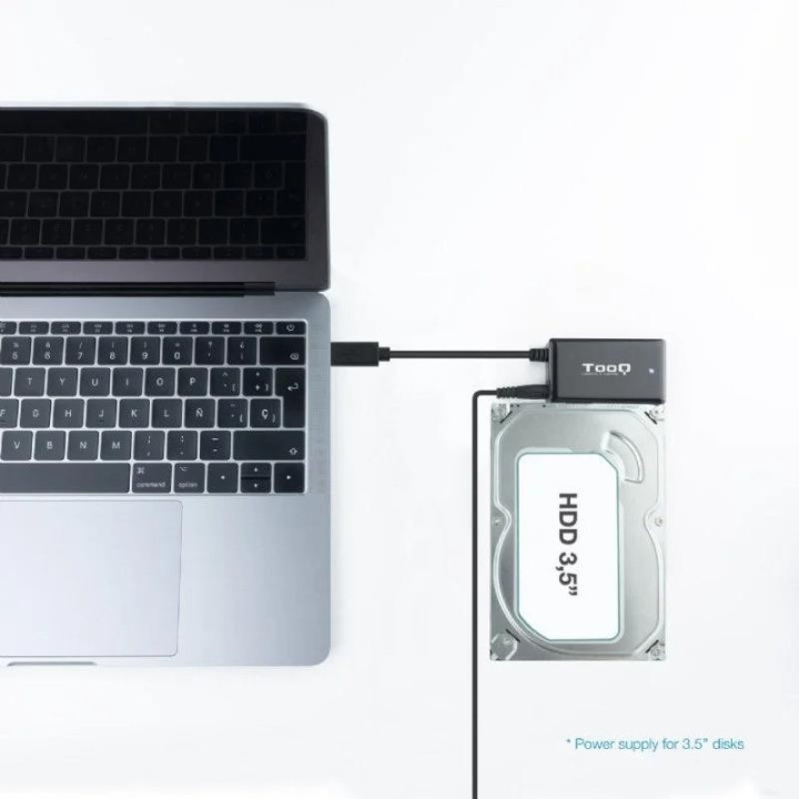 Adaptador USB 3.0 USB-C Tooq Disco Duro Sata 2.5/3.5 Alimentador