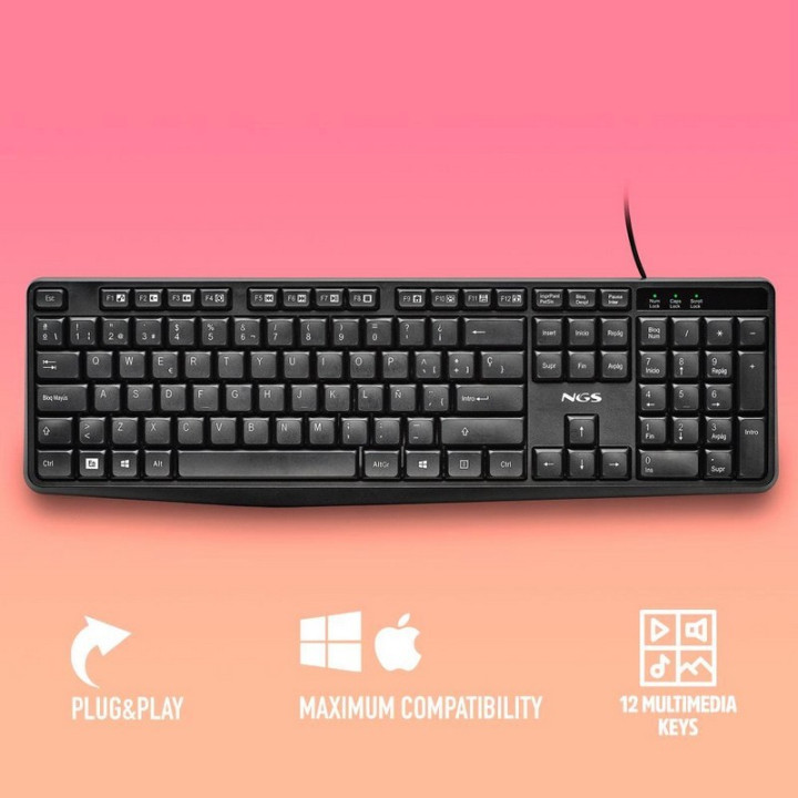 Teclado Ngs Funky V4 USB Multimedia Black | InfoChen Canarias