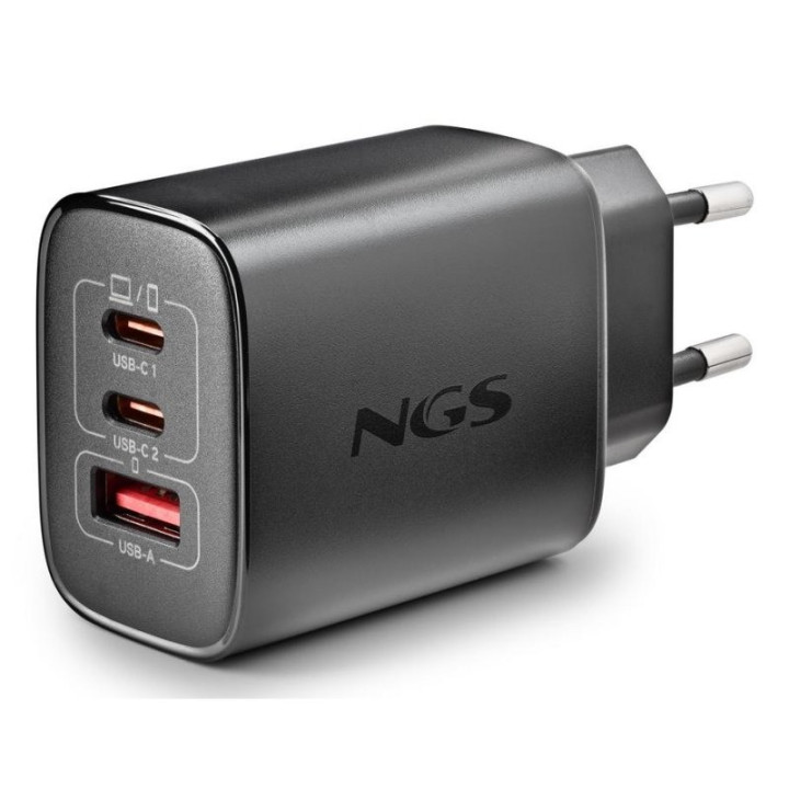 Cargador De Pared Ngs Era Gan 2XUSB-C/USB-A 65W Black | InfoChen