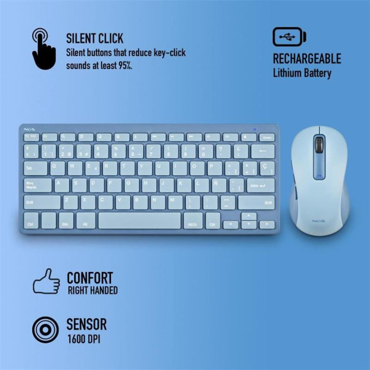 Teclado + Raton Ngs Fantasy Kit Wireless Blue | InfoChen Canarias