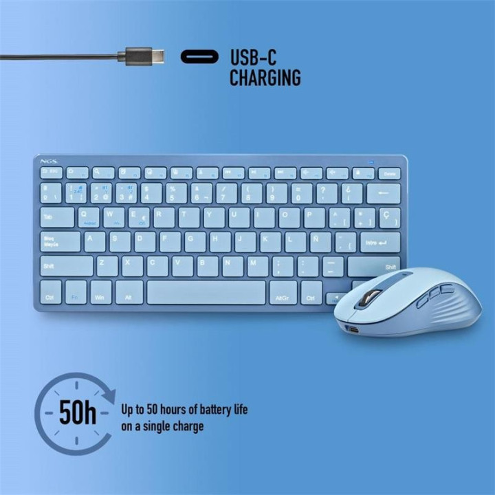 Teclado + Raton Ngs Fantasy Kit Wireless Blue | InfoChen Canarias