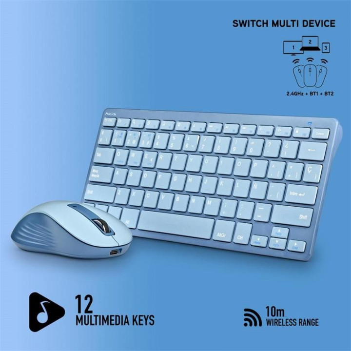 Teclado + Raton Ngs Fantasy Kit Wireless Blue | InfoChen Canarias