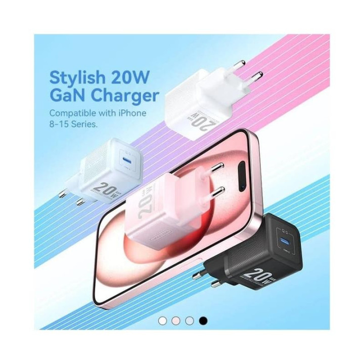 Cargador De Pared Vention Gan USB-C 20W Rose | InfoChen Canarias
