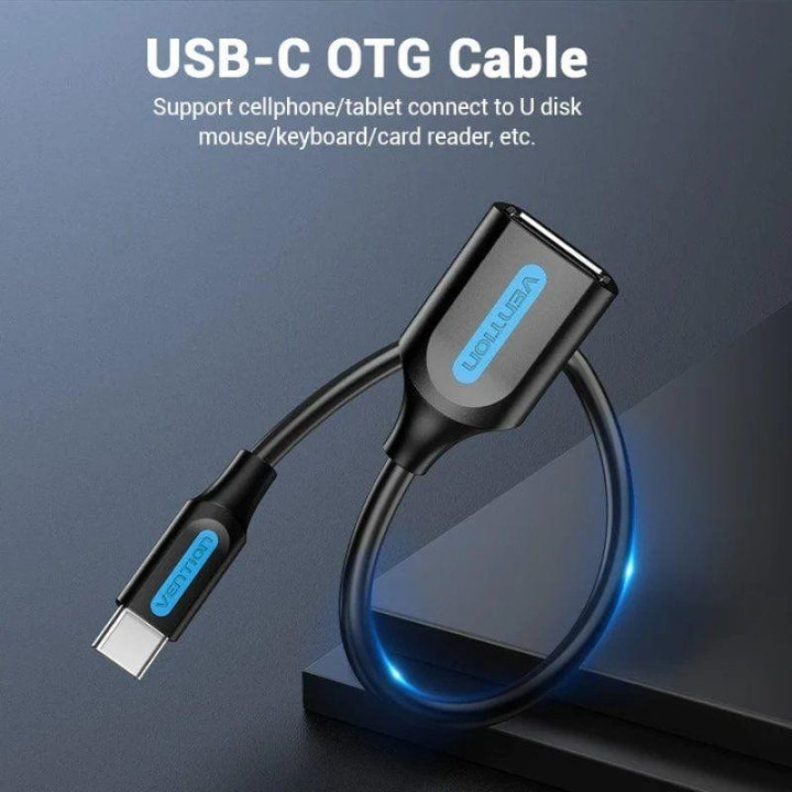 Cable Conversor Vention USB-C/m - USB-A/h 15CM Black | InfoChen