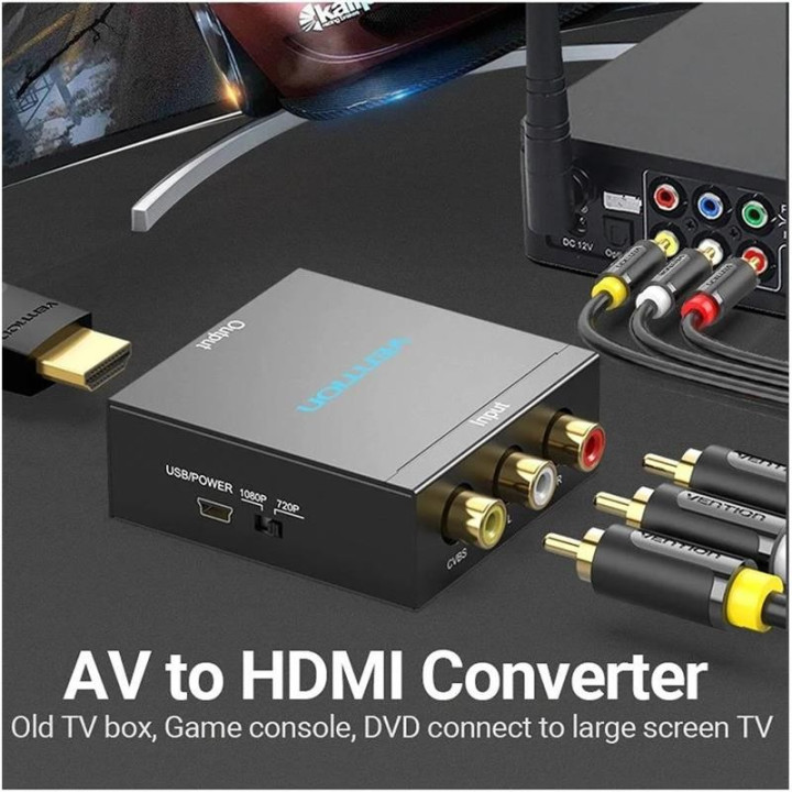 Conversor Vention Rca/h - Hdmi/h Miniusb/h Black | InfoChen