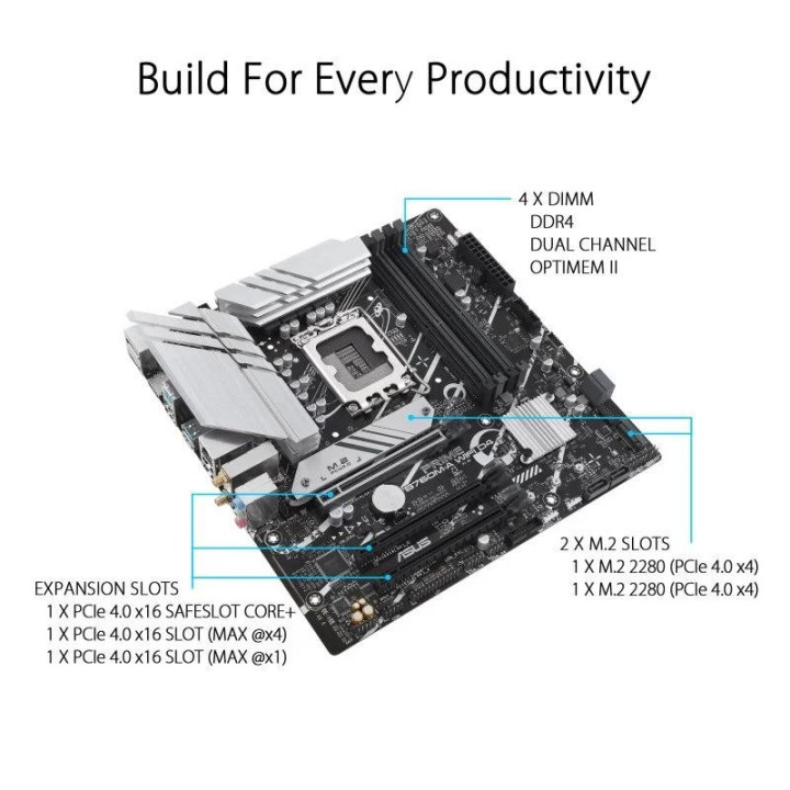 Placa Base Asus B760M-A WIFI D4 M-Atx DDR4 HDMI + DP | InfoChen
