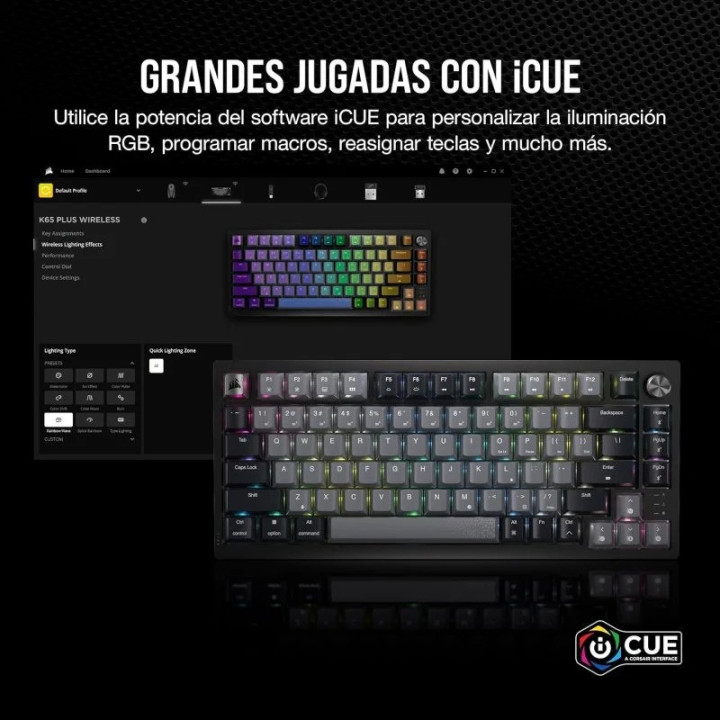 Teclado Gaming Corsair K65 Plus Wireless 75% Icue RGB Black |