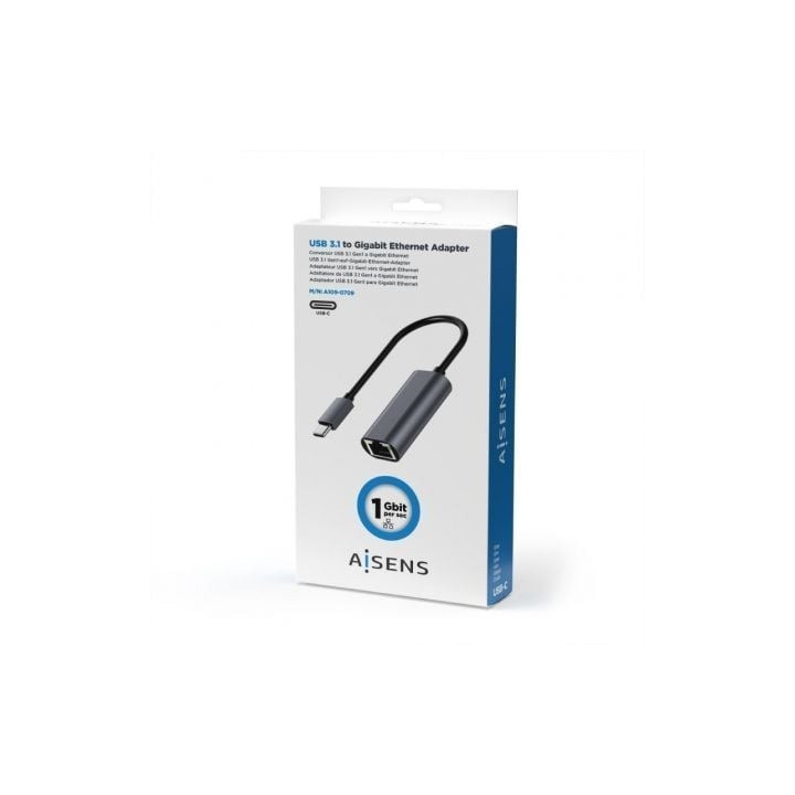 Adaptador Aisens USB-C A Ethernet Giga Grey | InfoChen Canarias