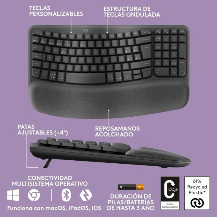 Teclado Logitech Wave Keys Bluetooth Black | InfoChen Canarias